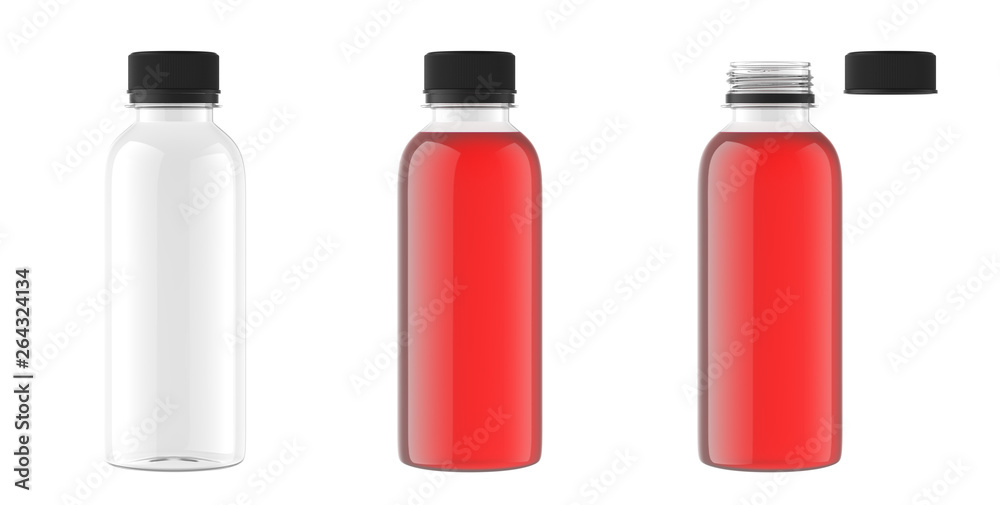 juice bottle mockup isolated on white background, 3D rendering juice bottle mockup isolated on white background, 3D rendering