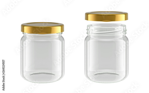 glass jar isolated on white background, 3D rendering