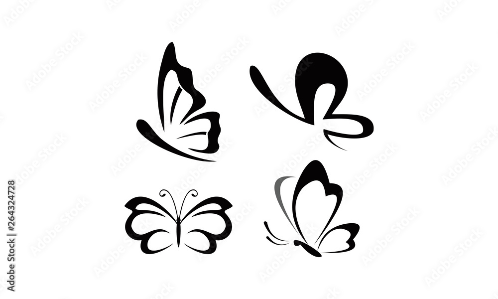 beauty butterfly logo set beauty butterfly logo set