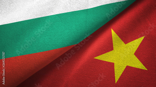 Bulgaria and Vietnam two flags textile cloth, fabric texture