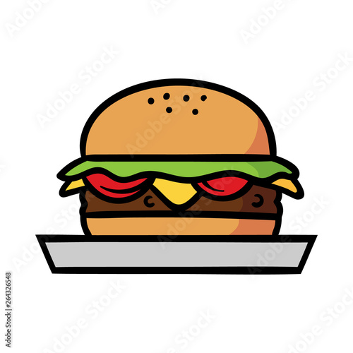 Cartoon Cheeseburger On a Plate