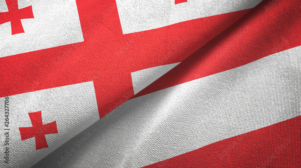 Georgia and Austria two flags textile cloth, fabric texture Georgia and Austria two flags textile cloth, fabric texture