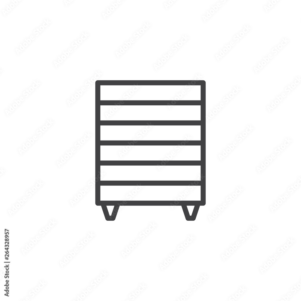 Chest of drawers line icon. linear style sign for mobile concept and web design. Bedside dresser, commode outline vector icon. Symbol, logo illustration. Pixel perfect vector graphics Chest of drawers line icon. linear style sign for mobile concept and web design. Bedside dresser, commode outline vector icon. Symbol, logo illustration. Pixel perfect vector graphics