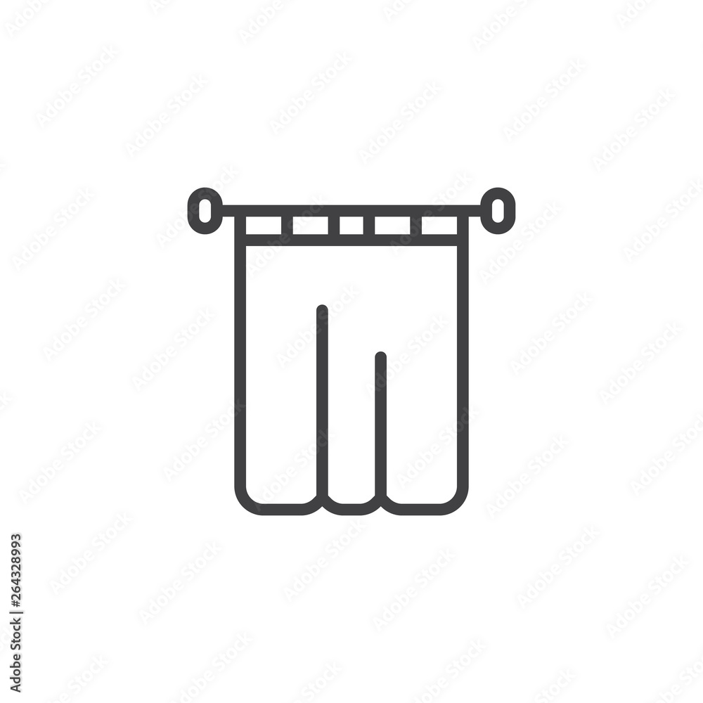 Retro curtain line icon. linear style sign for mobile concept and web design. Curtains outline vector icon. Symbol, logo illustration. Pixel perfect vector graphics