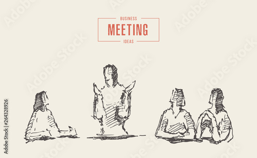 Businesswomen new project teamwork a vector sketch