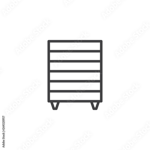 Chest of drawers line icon. linear style sign for mobile concept and web design. Bedside dresser, commode outline vector icon. Symbol, logo illustration. Pixel perfect vector graphics