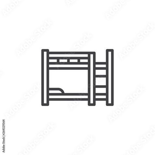 Bunk bed furniture line icon. linear style sign for mobile concept and web design. Bunk bed with staircase outline vector icon. Symbol, logo illustration. Pixel perfect vector graphics