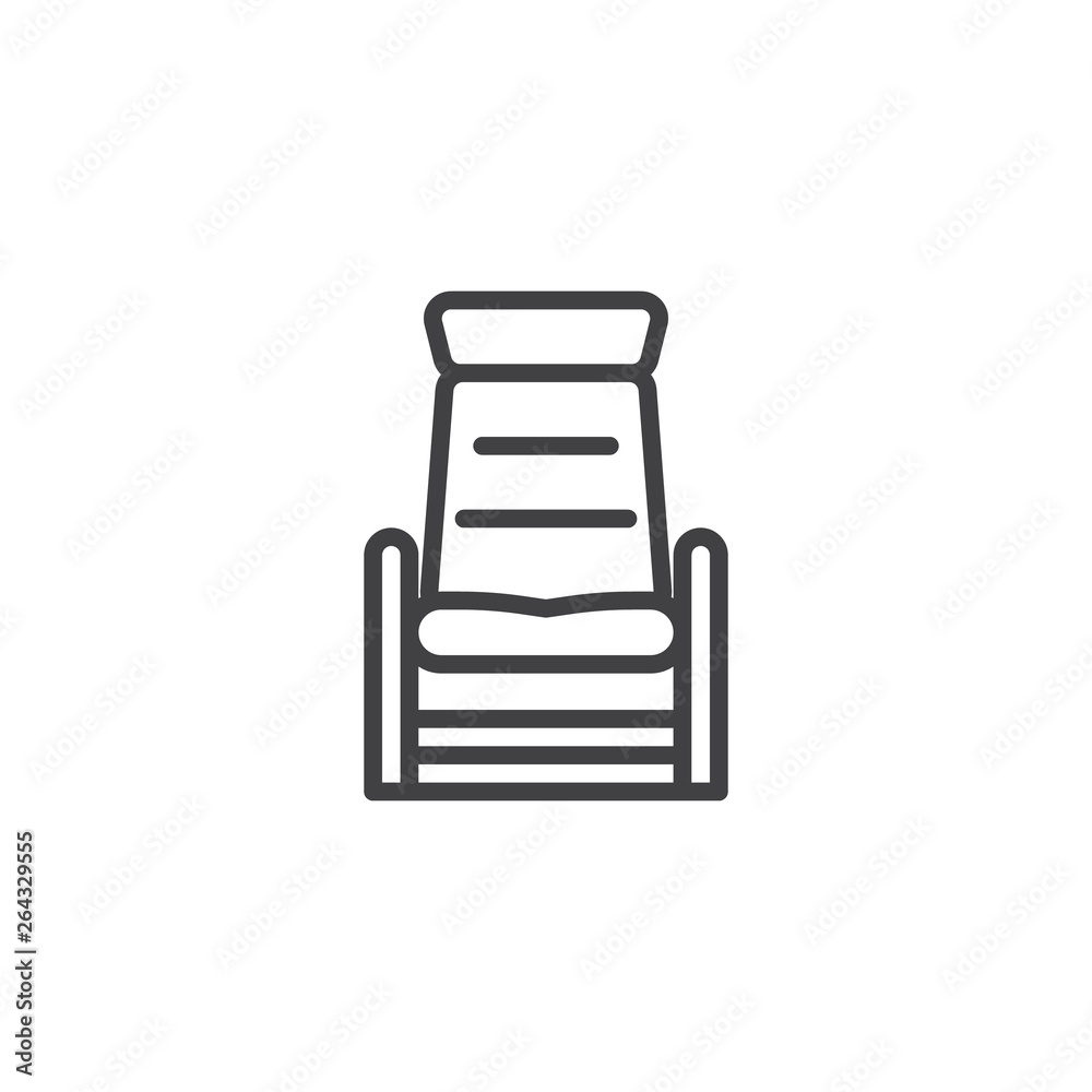 Chair furniture line icon. linear style sign for mobile concept and web design. Comfortable armchair outline vector icon. Symbol, logo illustration. Pixel perfect vector graphics Chair furniture line icon. linear style sign for mobile concept and web design. Comfortable armchair outline vector icon. Symbol, logo illustration. Pixel perfect vector graphics