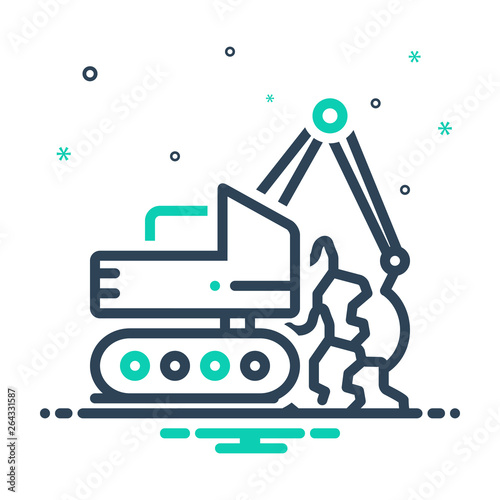 Mix line icon for geotechnics geotechnical photo