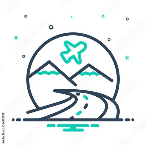 Mix line icon for tourism touring
