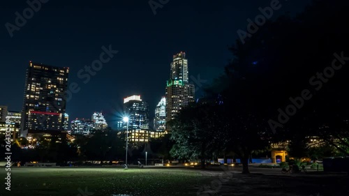 Hyperlapse of downtown Austin, Texas at night