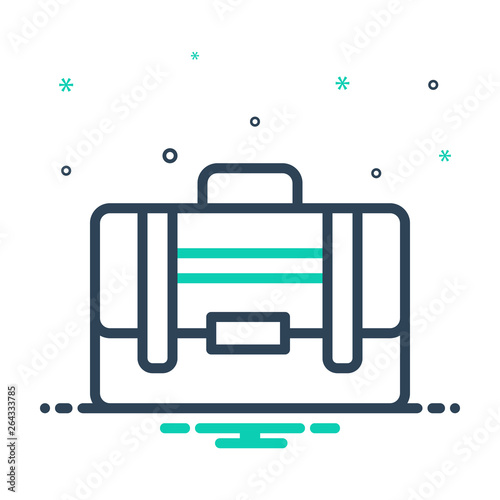 Mix line icon for suitcase portmanteau