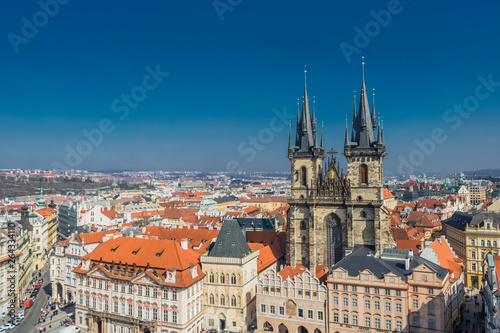 Aerial view Prague - Cathedral background