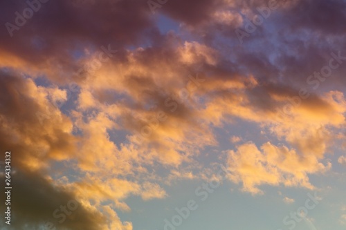 Fototapeta Naklejka Na Ścianę i Meble -  beautiful toned sun colored clouds on the sky for using in design as background.