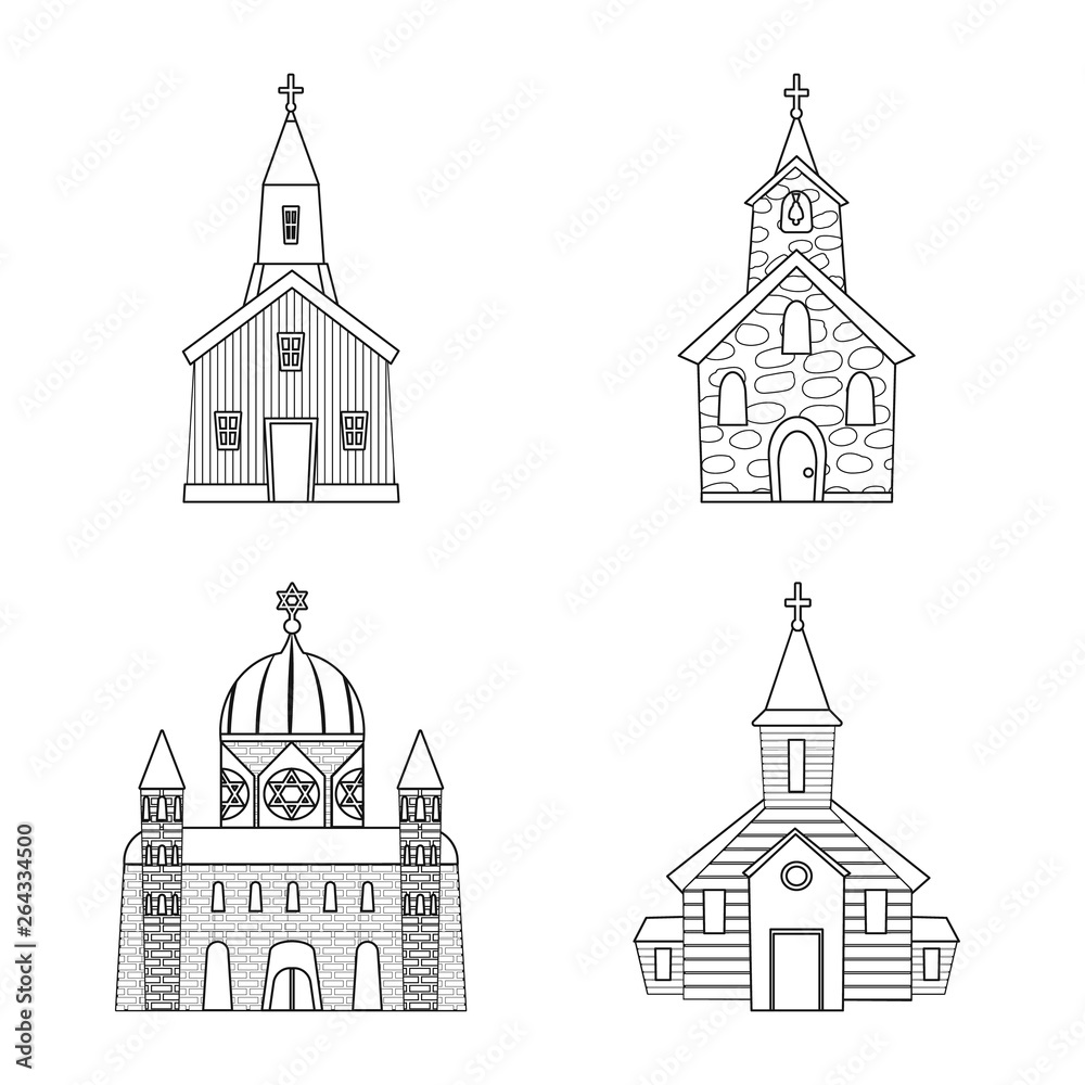 Vector illustration of architecture and faith symbol. Collection of architecture and temple vector icon for stock.