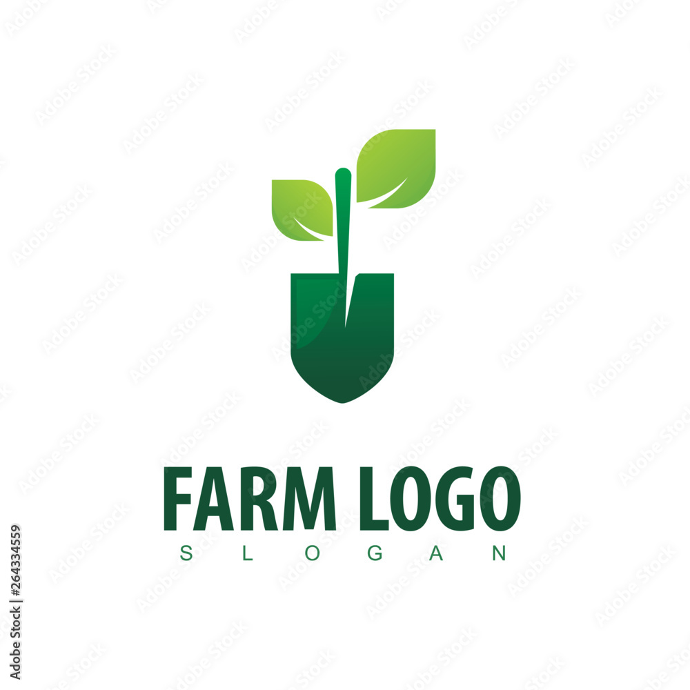 Farm Logo With Shovel Symbol Stock Vector | Adobe Stock