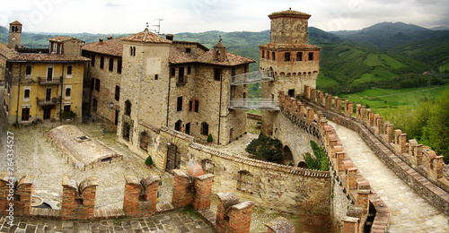 Panoramic view on Castell’arquato, Piacenza, Italy 