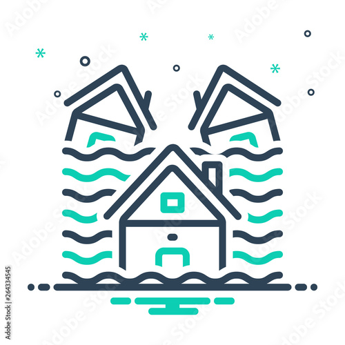Mix line icon for influx inundation