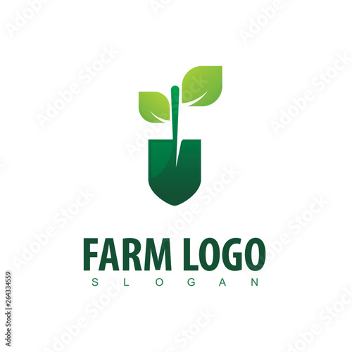 Farm Logo With Shovel Symbol