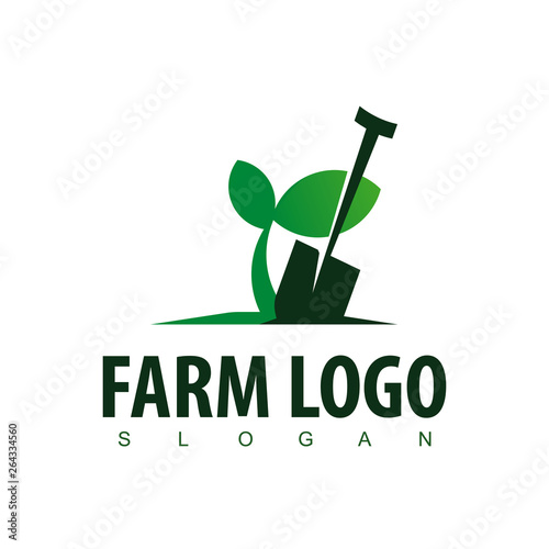 Farm Logo With Shovel Symbol