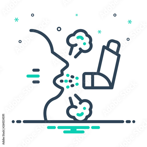 Mix line icon for inhalation breathing 