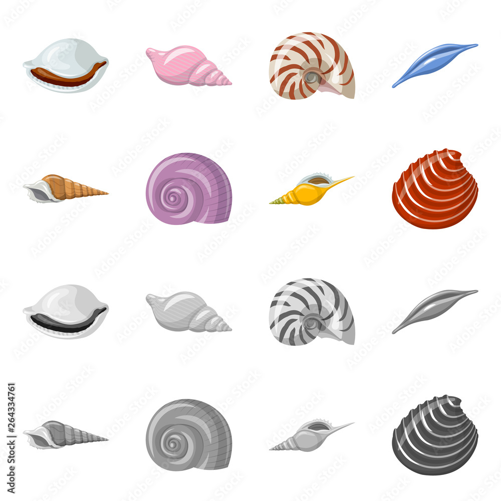Vector illustration of animal and decoration icon. Set of animal and ocean vector icon for stock. Vector illustration of animal and decoration icon. Set of animal and ocean vector icon for stock.