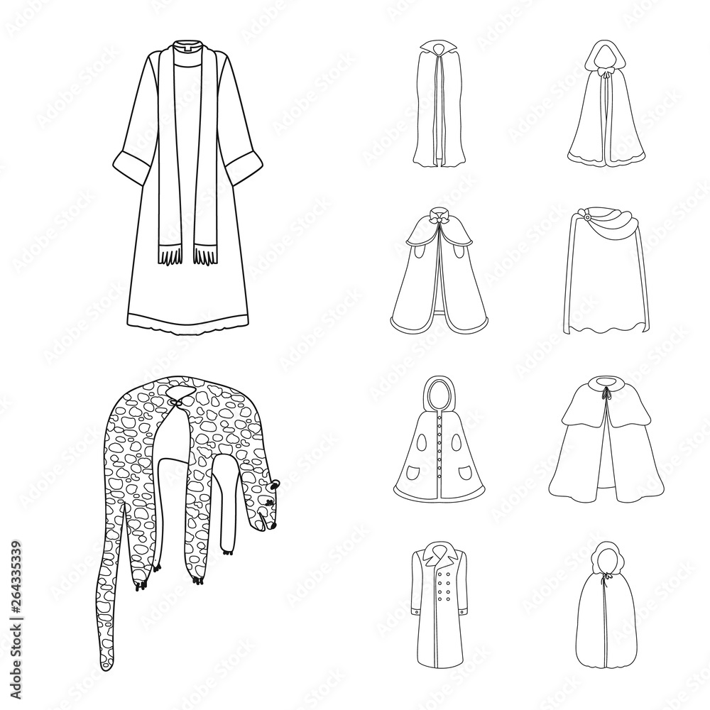 Isolated object of robe and garment logo. Collection of robe and cloth stock symbol for web. Isolated object of robe and garment logo. Collection of robe and cloth stock symbol for web.