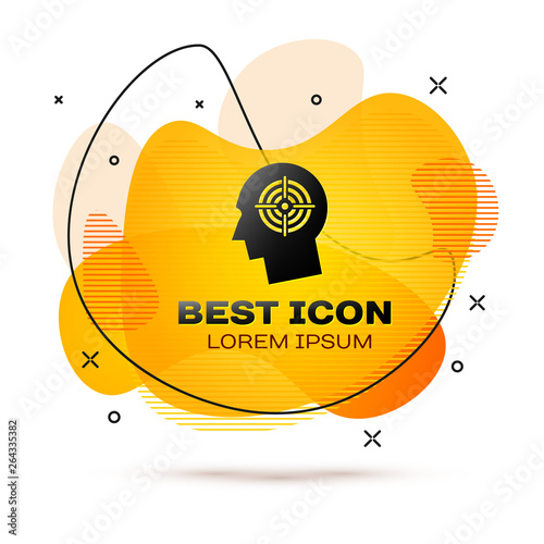 Black Head hunting concept icon isolated on white background. Business target or Employment sign. Human resource and recruitment for business. Fluid color banner. Vector Illustration