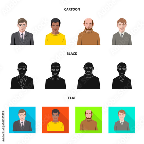 Isolated object of hairstyle and profession  symbol. Collection of hairstyle and character  vector icon for stock.