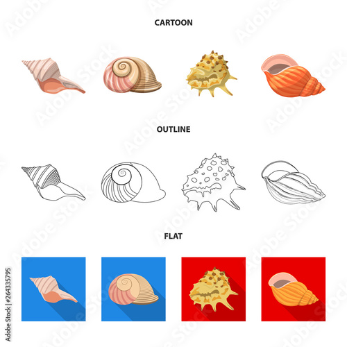 Vector illustration of animal and decoration symbol. Set of animal and ocean stock symbol for web.