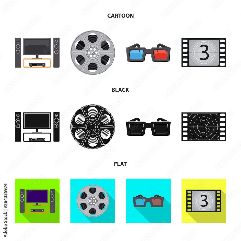 Isolated object of television and filming logo. Collection of television and viewing vector icon for stock.