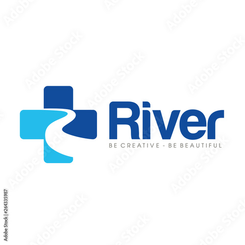 Letter R for River Health care and medical Logo Vector