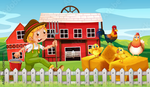 Happy farmer at farmland