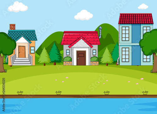 Simeple countryside village scene