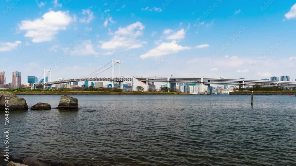 time lapse of Rainbow bridge in Odaiba, Tokyo, Japan time lapse of Rainbow bridge in Odaiba, Tokyo, Japan