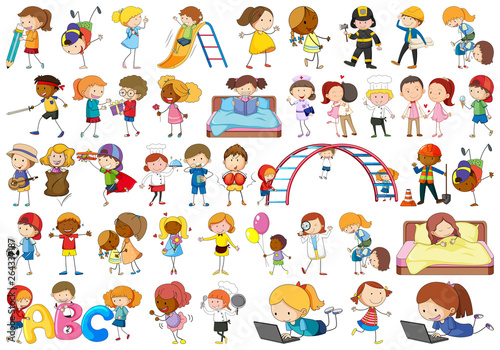 Set doodle kids character