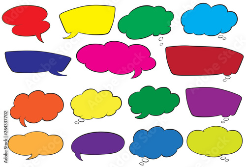 Set of colorful speech bubbles