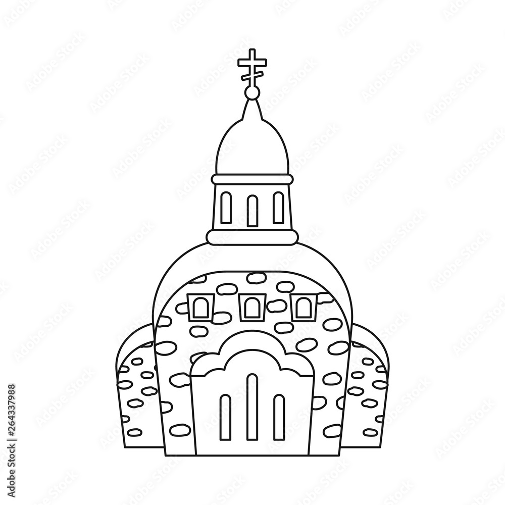 Vector design of church and catholic icon. Set of church and cathedral stock vector illustration.