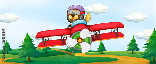 Lion riding vintage plane
