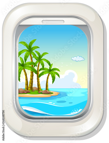 Island view from plane window
