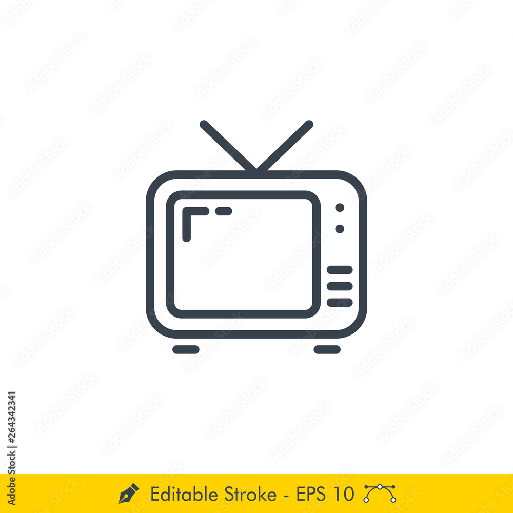 Television (TV) Icon / Vector - In Line / Stroke Design Television (TV) Icon / Vector - In Line / Stroke Design