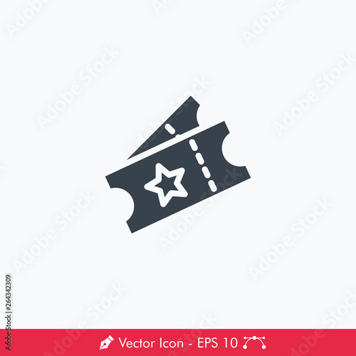 Cinema Ticket (Movies Ticket) Icon / Vector