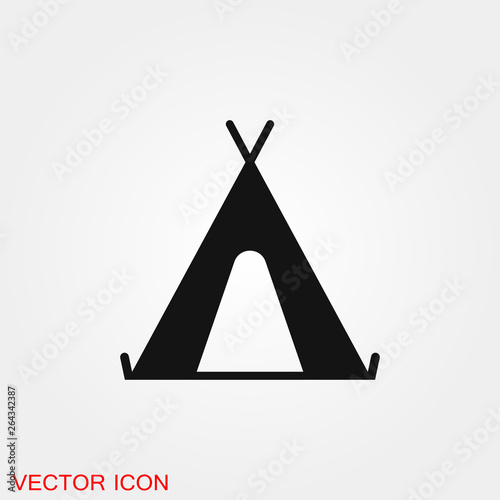 Camping tent icon vector sign symbol for design