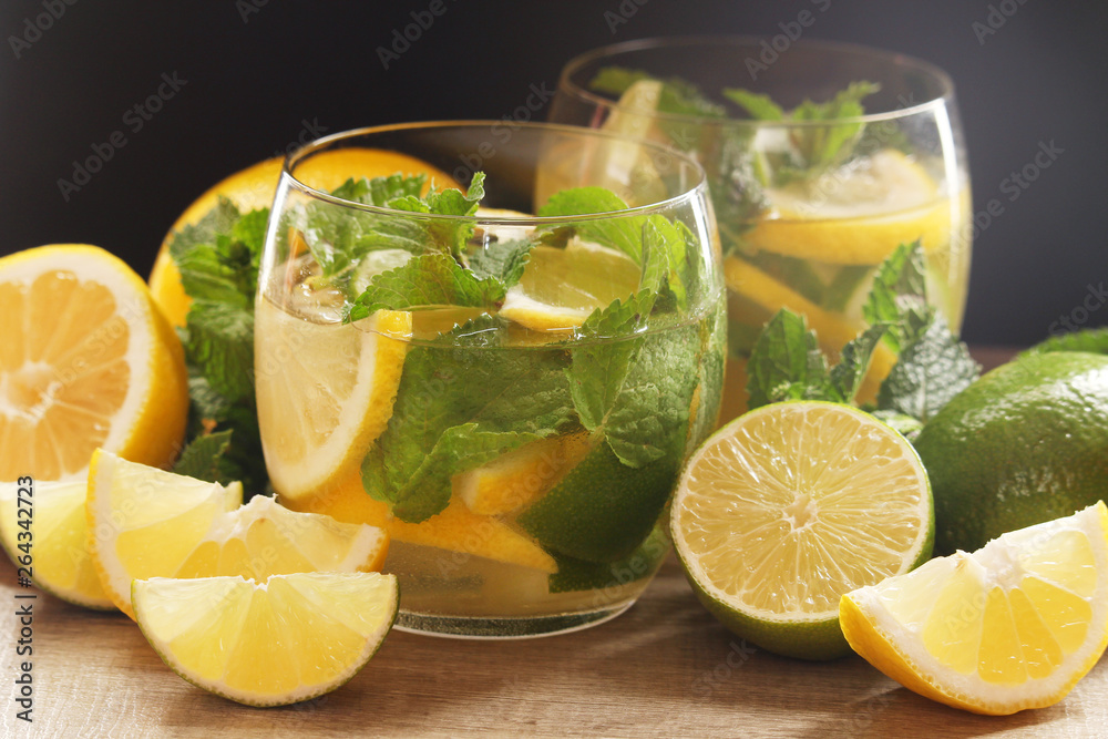 Two glasses with refreshing mojito Two glasses with refreshing mojito