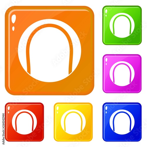 Black and white tennis ball icons set collection vector 6 color isolated on white background