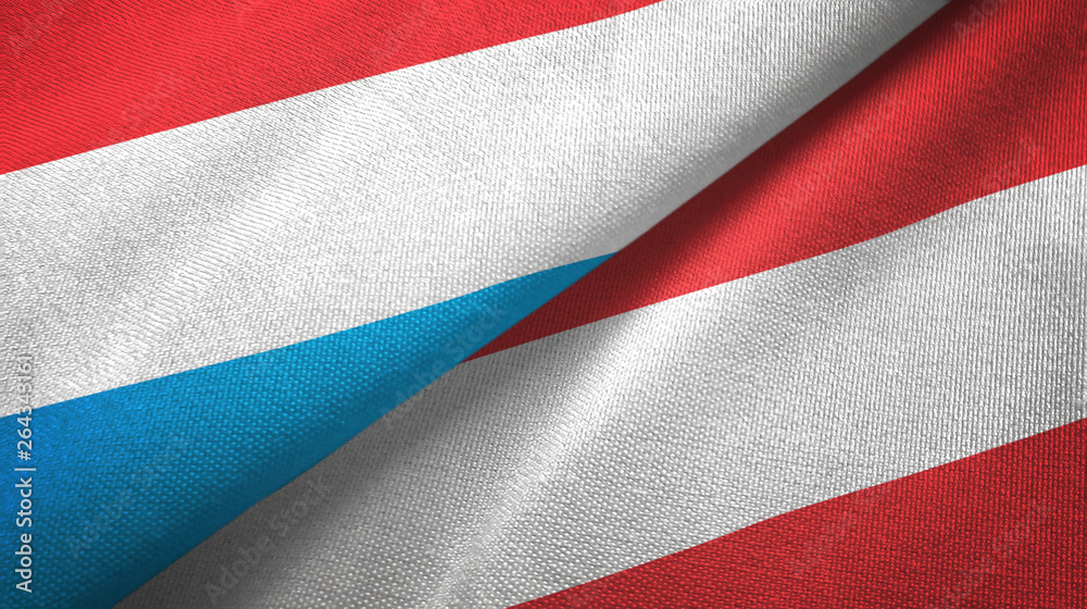 Luxembourg and Austria two flags textile cloth, fabric texture Luxembourg and Austria two flags textile cloth, fabric texture
