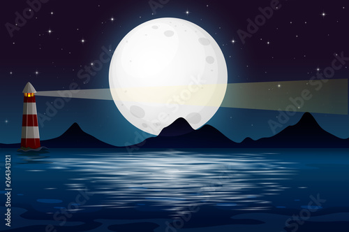 An ocean view at night