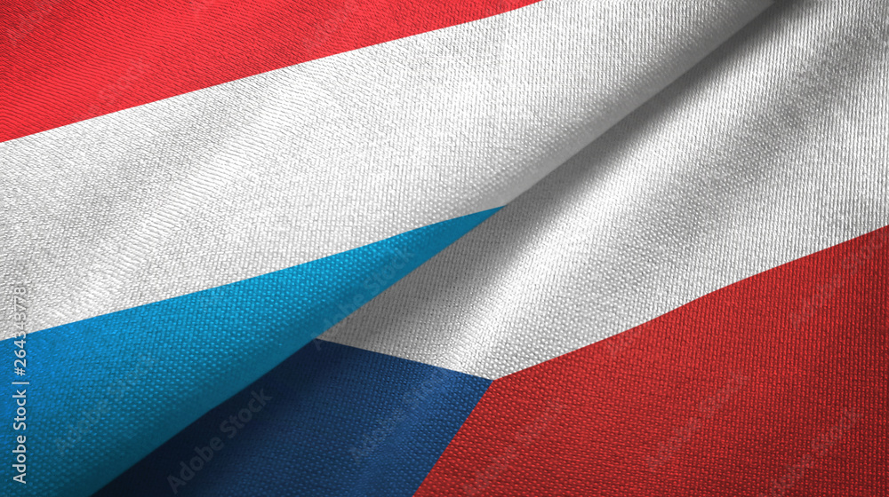 Luxembourg and Czech Republic two flags textile cloth, fabric texture Luxembourg and Czech Republic two flags textile cloth, fabric texture