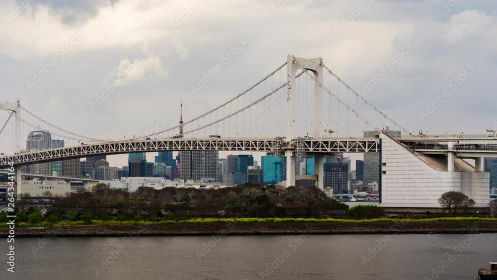time lapse of Rainbow bridge in Odaiba, Tokyo, Japan time lapse of Rainbow bridge in Odaiba, Tokyo, Japan