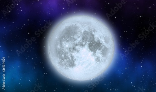 Moon and stars field in the galaxy